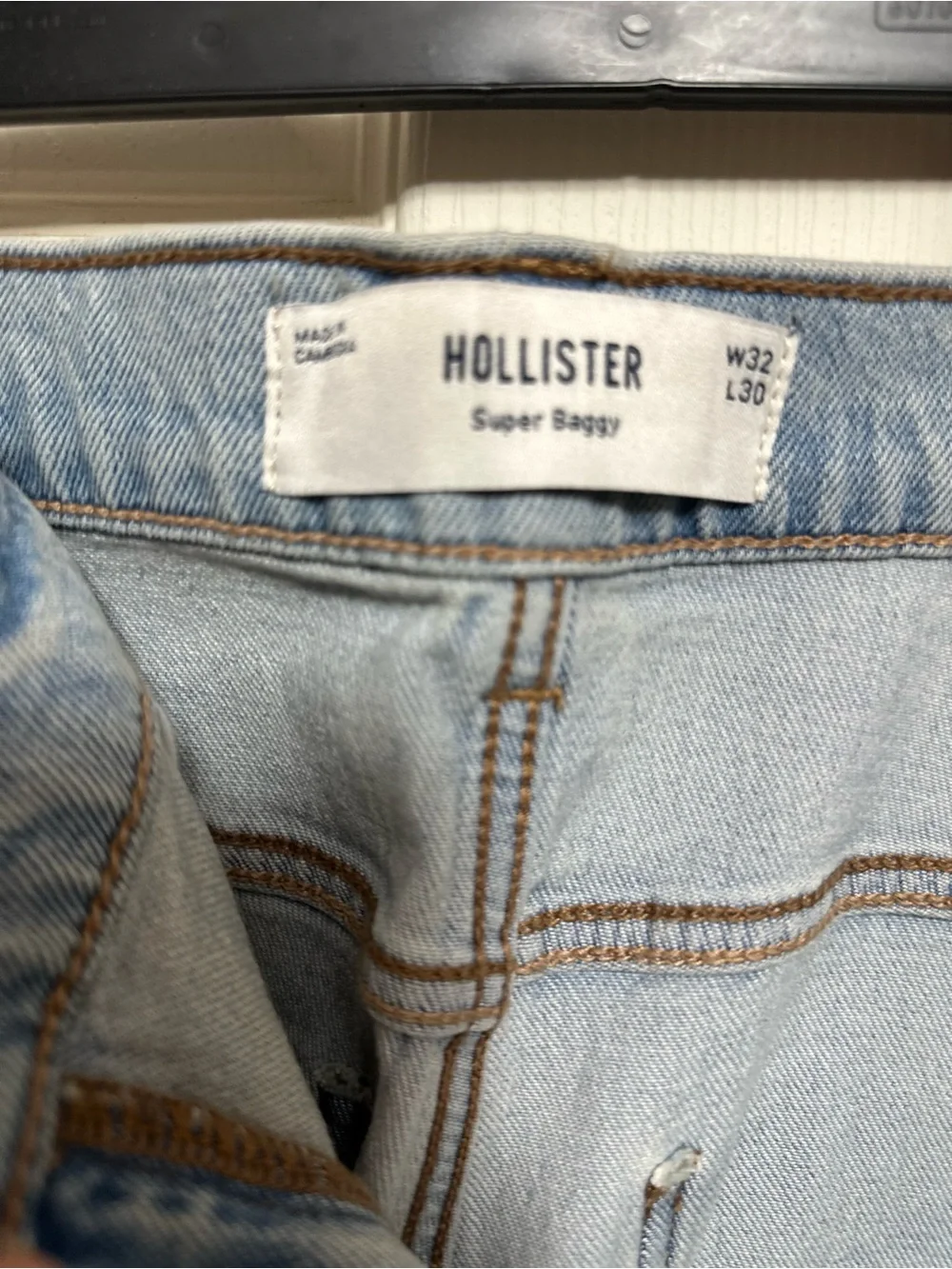 Hollister Light Blue Cargo Jeans - Men's Utility Denim Pants super baggy